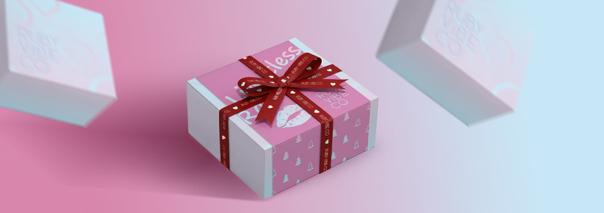 Ruby Vibe Co UGC Review Campaign banner with pink gift box, highlighting 50 creators, 7 curated beauty sets, and a $1,000 grand prize.